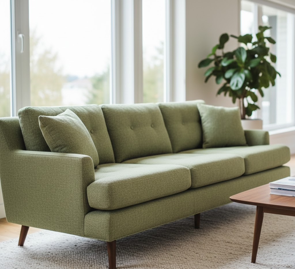 Restored mid-century sofa with new fabric